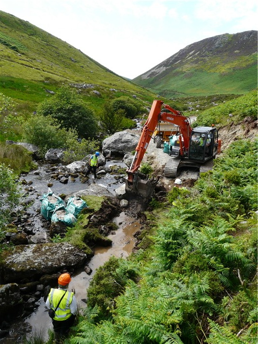 The first channel to divert the river to towards the north bank 10 July 2015