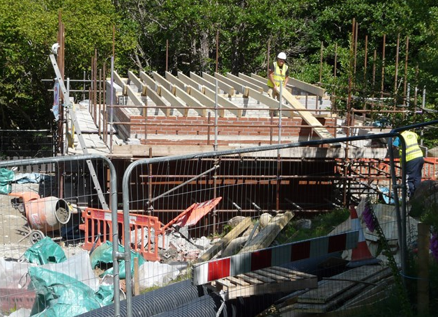 The rafters supporting the sedum turf roof are installed 15 July 2015 The rafters supporting the sedum turf roof are installed 15 July 2015
