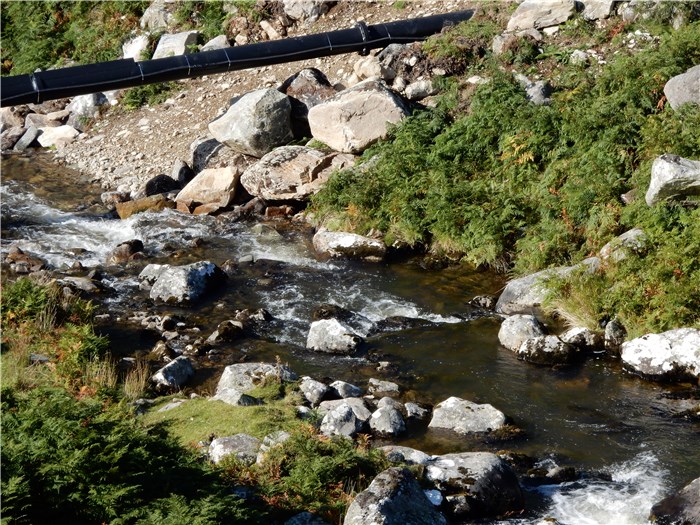 The water is clear under the pipe bridge 1 hour after the weir is flooded 15 Sept 2015