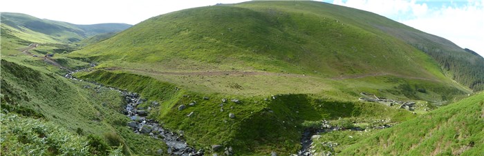 Mountain side on the south bank of Afon Anafon reinstated 24 June 2015 Mountain side on the south bank of Afon Anafon reinstated 24 June 2015