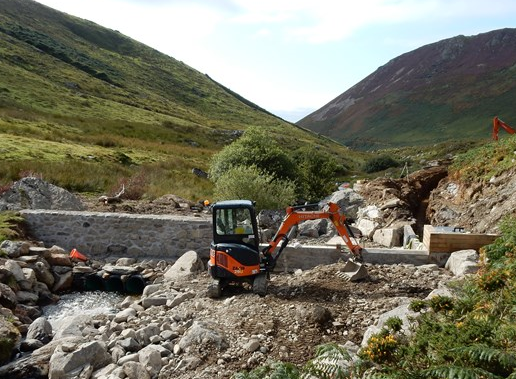 Stone work on south banl complete and the trench dug for the pipline from the weir 6 Sept 2015 Stone work on south banl complete and the trench dug for the pipline from the weir 6 Sept 2015