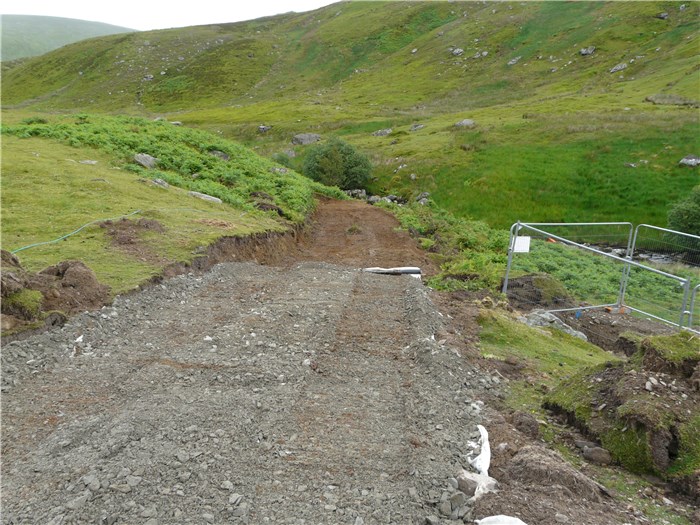 The temporary access track to the weir in put in 7 July 2015 The temporary access track to the weir in put in 7 July 2015