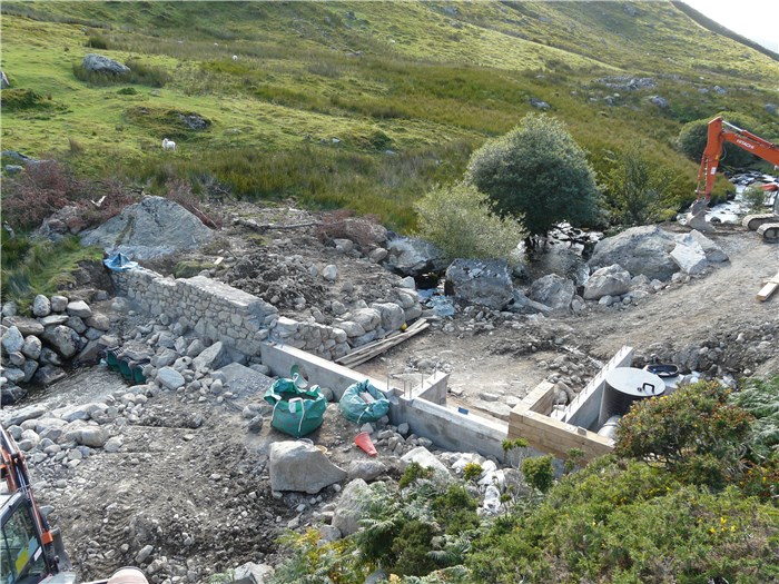 Stone walling in progress on the south bank 28 Aug 2015