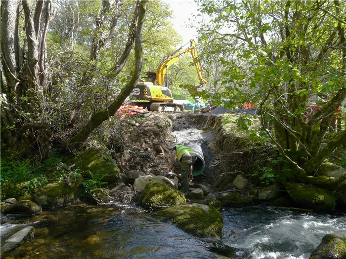 The outflow pipe from the turbine is installed 12 May 2015