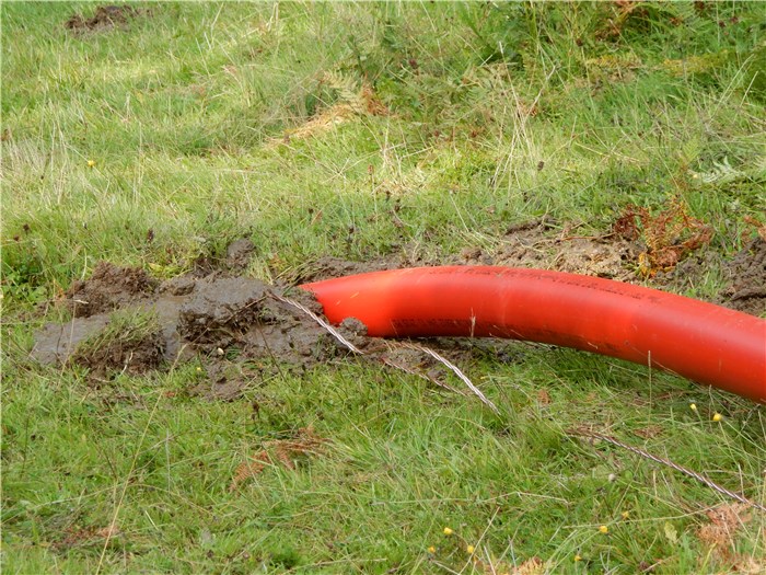 The cable duct is dragged underground 9 Sept 2015