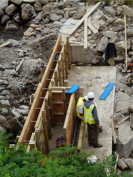 Shuttering for the weir wall in place 11 Aug 2015 Shuttering for the weir wall in place 11 Aug 2015