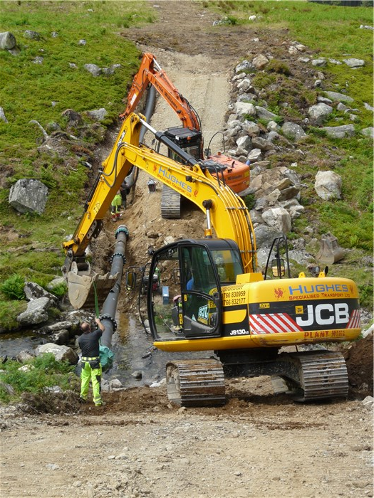 Positioning the pipe across the Afon Anafon 29 June 2015 Positioning the pipe across the Afon Anafon 29 June 2015