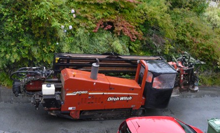 Scottish Powers drilling rig the Ditch Witch is tracked up through the village 2 Sept 2015 Scottish Powers drilling rig the Ditch Witch is tracked up through the village 2 Sept 2015