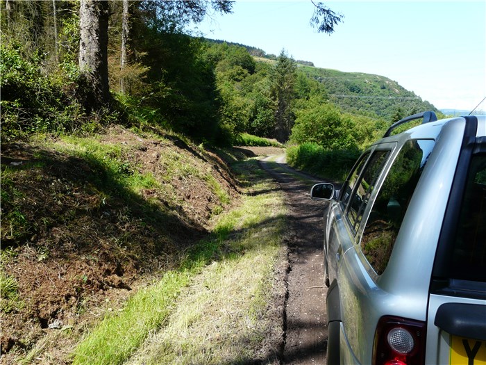 The bank along the forest track is cleared ready for installation of the pipe 15 July 2015