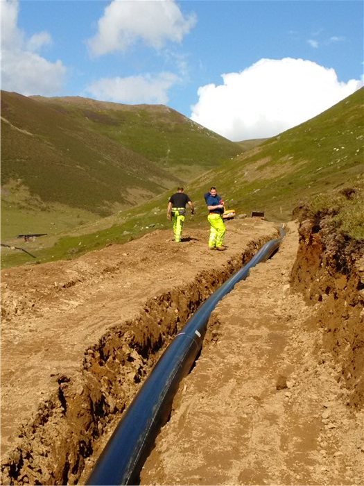 The first 130m of pipe in its trench 3 June 2015